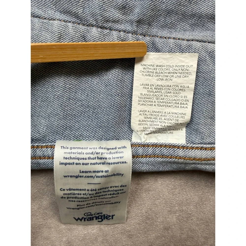 Wrangler Slow Horses Embroidered Denim Blue Trucker Jacket Medium Wash Mens L